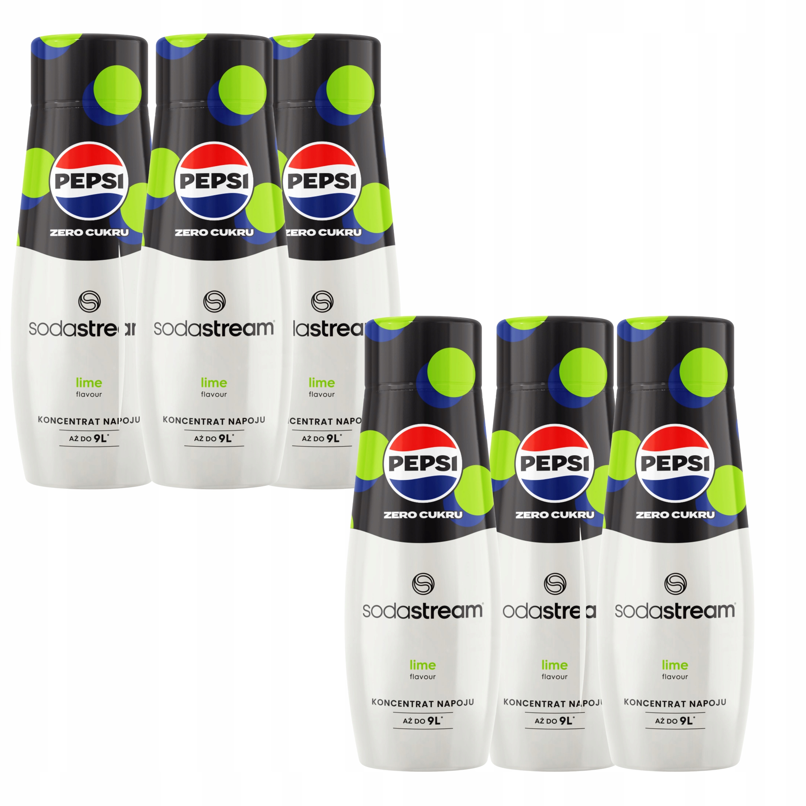 Koncentrat Sodastream Pepsi Max Lime 440ml do zrobienia 9L napoju zestaw x6