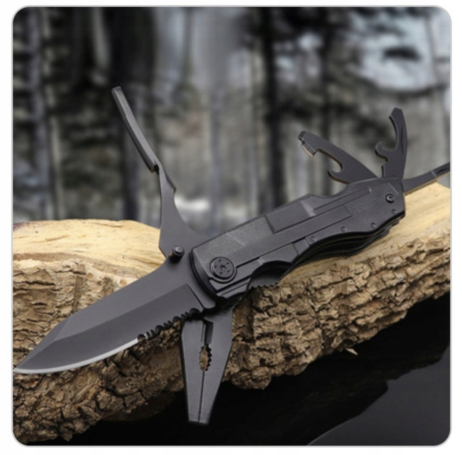 MULTITOOL NÓŻ WIELOFUNKCYJNY 21 FUNKCJI SOLIDNY BUSHCRAFT SURVIVAL Model multitool