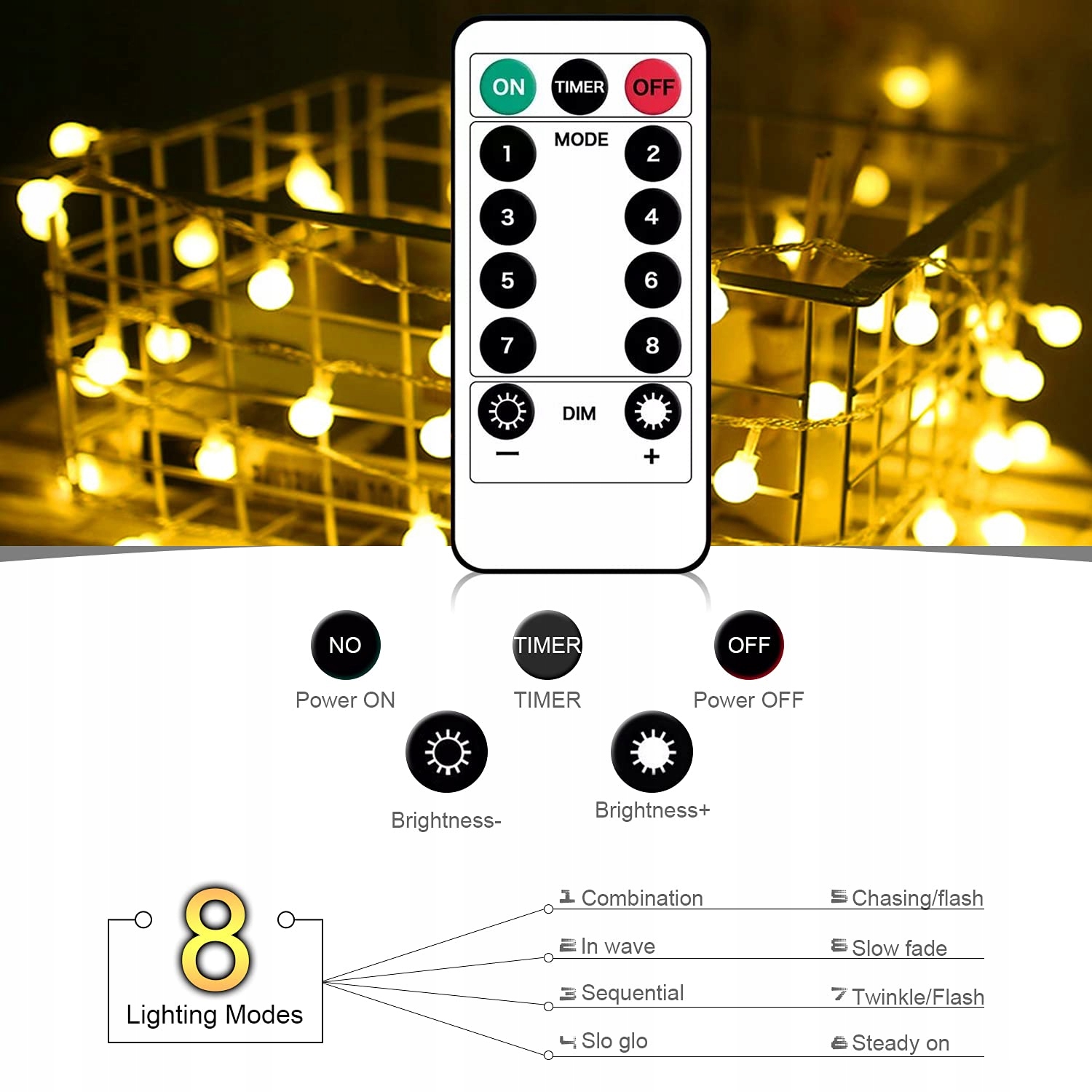 Fairy Wodoodporne Lampki Ogrodowe Girlanda 100 LED — miniatura 2