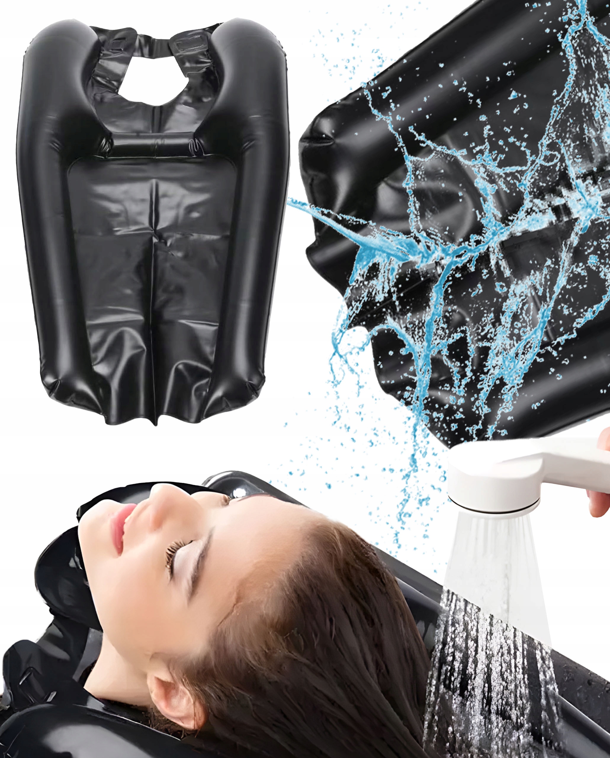 FEJMOSÓ MEDENCE Fodrász ereszcsatorna Spa Ház Nappali Felfújható Fekete Csomagolás állapota eredeti