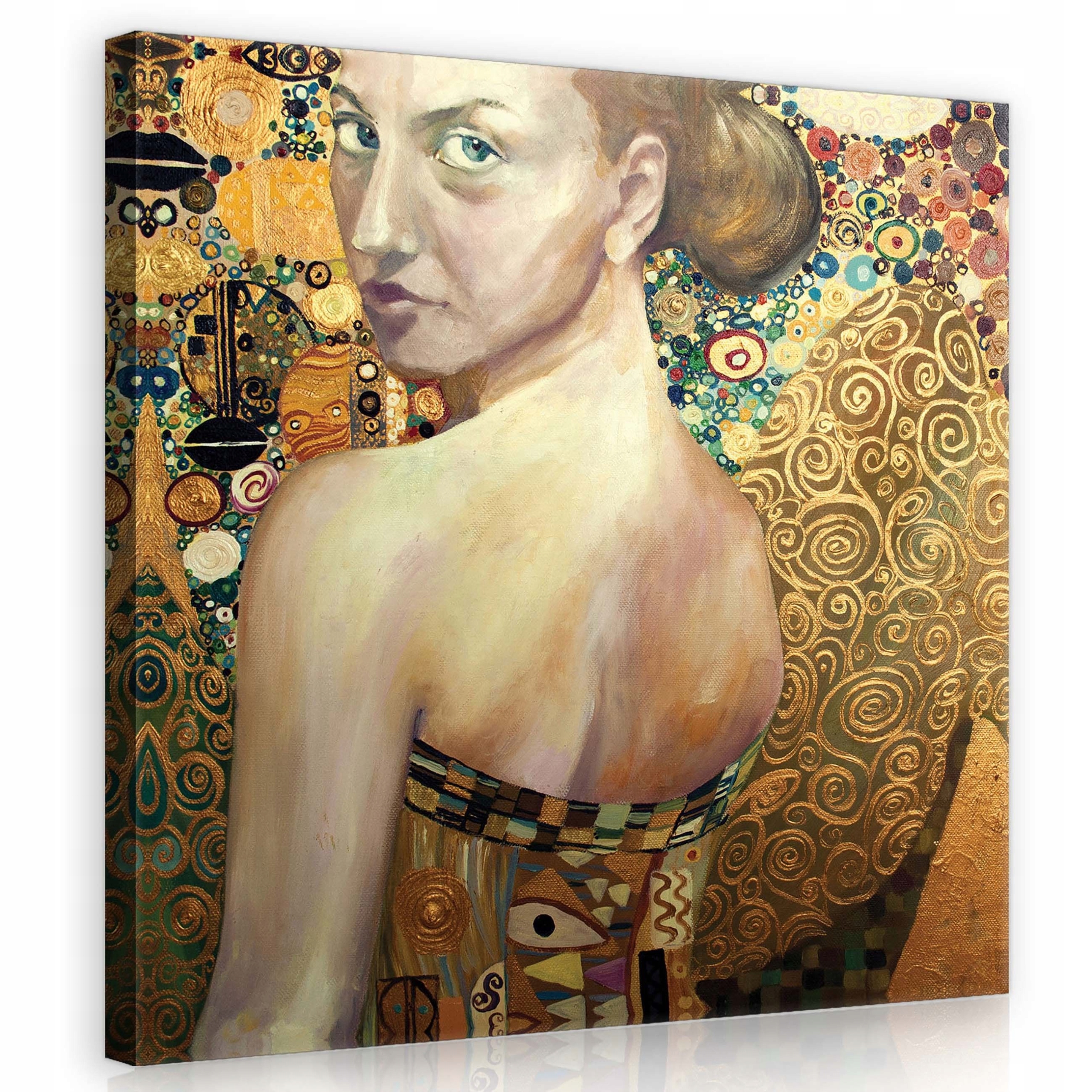 Obraz 80x80 Zlato žena portrét elegance luxus vzory Klimt lesk