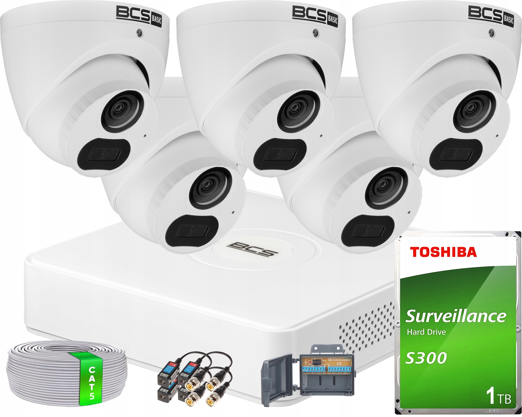 Monitorovací sada s analogovou kamerou 5x BCS-B-EA15FSR4(2.0) 5MPx Disk 1TB