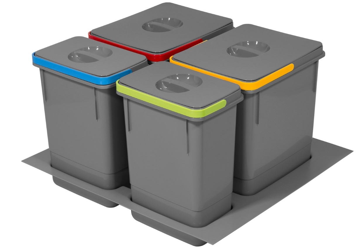 Levně Odpadkový koš kontejner na odpadky Rubio 60 cm 2x15 l+2x7 l šedý