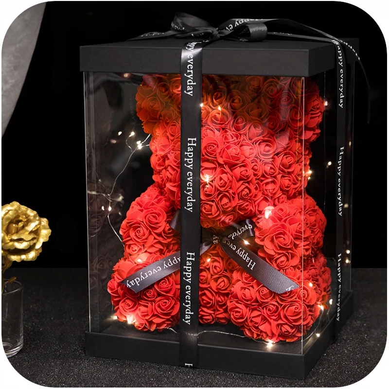 DUŻY MIŚ Z PŁATKÓW RÓŻ ZESTAW LED WALENTYNKI PREZENT DLA NIEJ 40CM + GRATIS Rodzaj miś