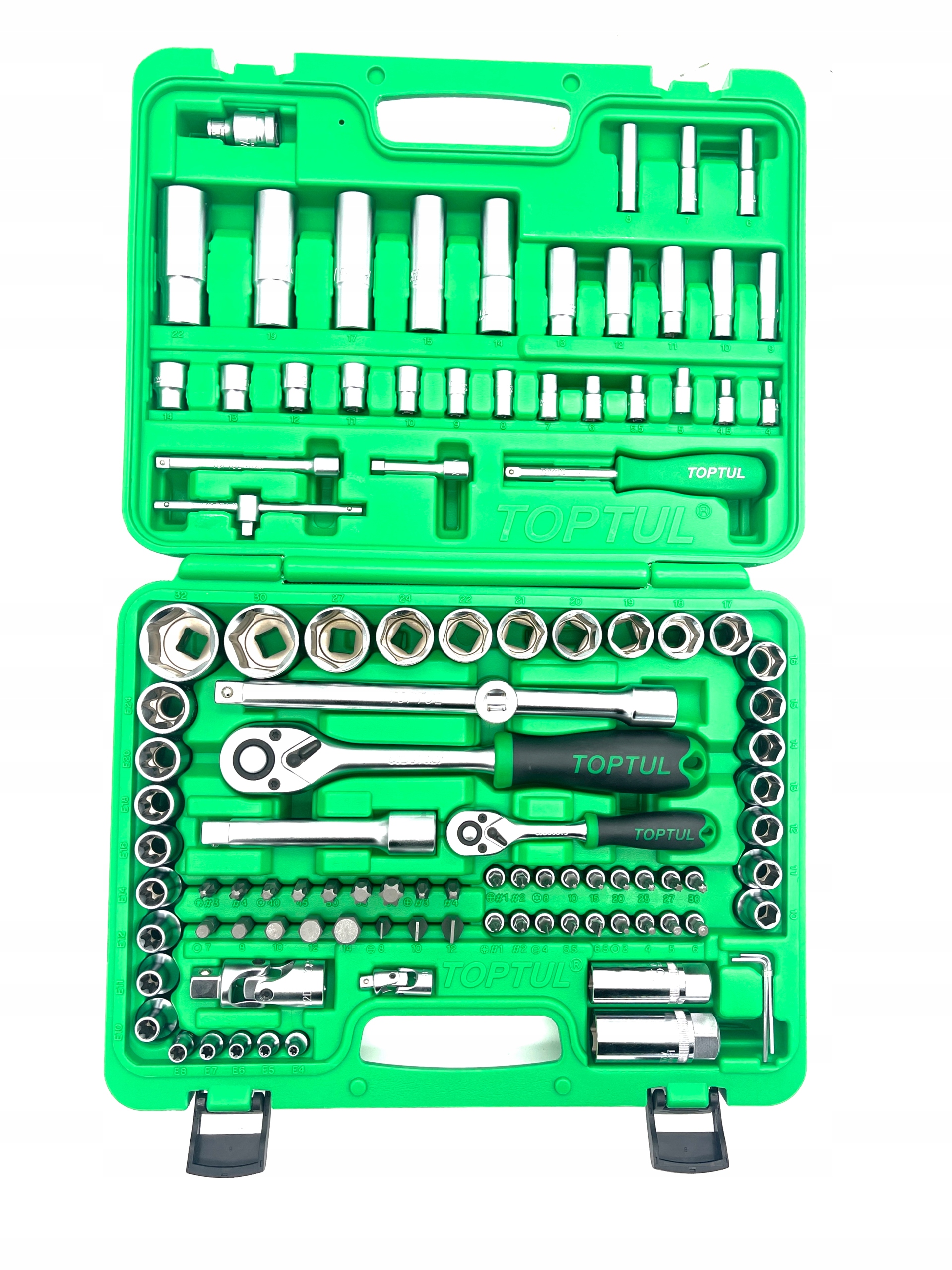 ZESTAW KLUCZY NASADOWYCH KLUCZE NASADOWE 1/4" 1/2" 108el TOPTUL GCAI108R EAN (GTIN) 4711671600814