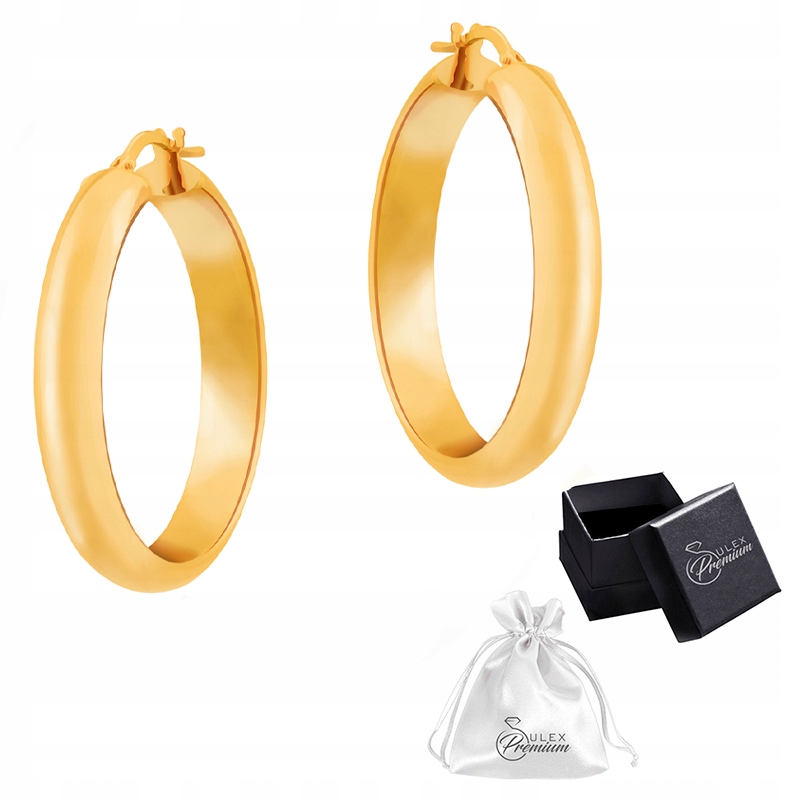 Náušnice zlaté stříbro ryzost 925 Kola Hladká Nafukovací Lesklá Ø 3,6 cm