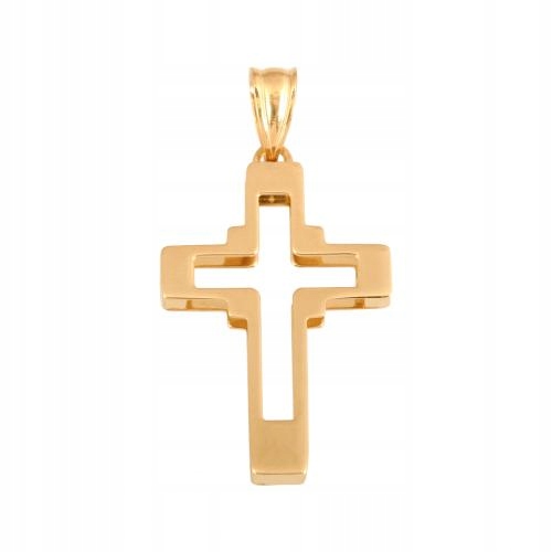 Zlatý prostorový kříž 585 bez kamenů, elegantní vzor 1.35 g jako dárek 14