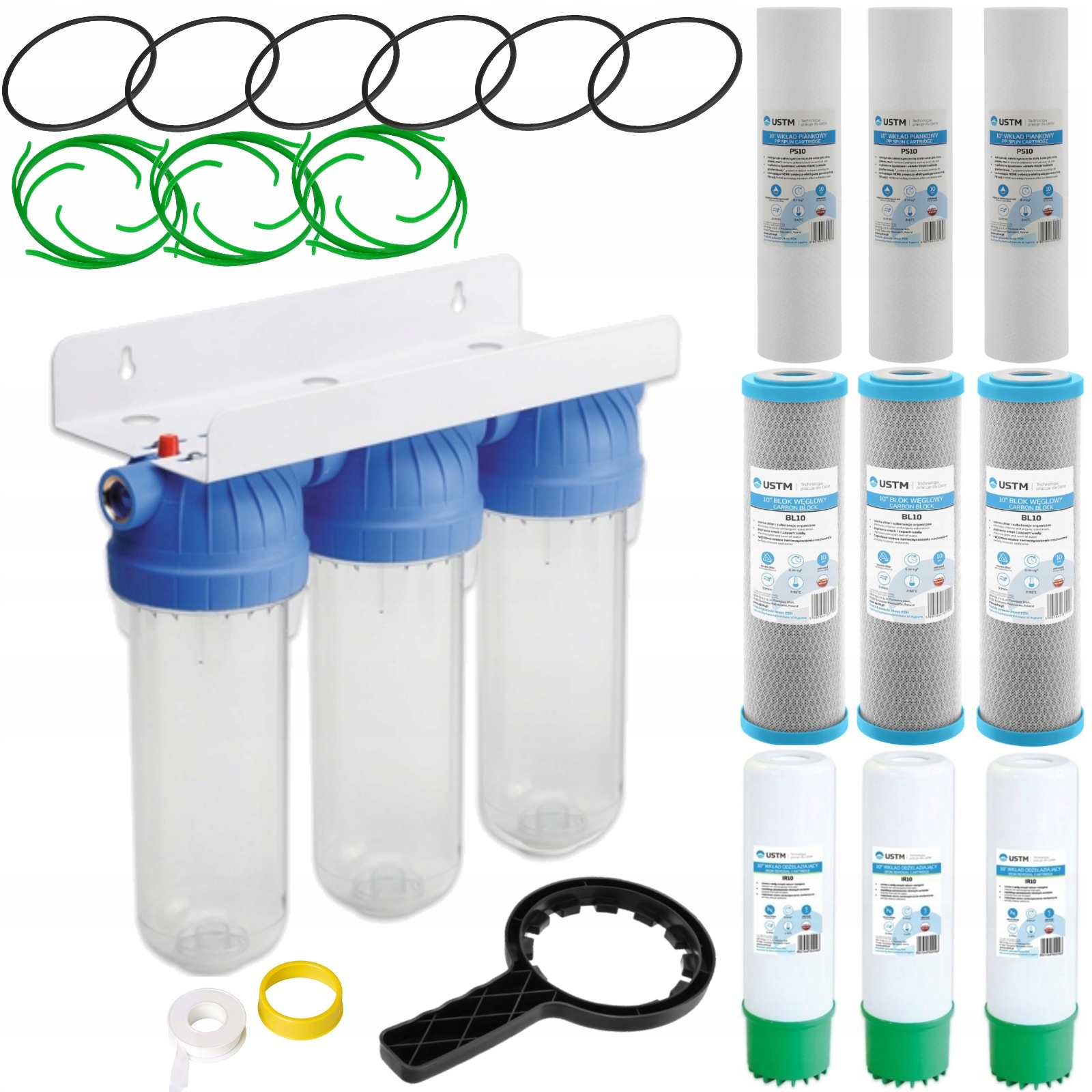 Sada Předfiltr vody pro celý dům odželezňovač 1' 3 stupňový Ustm