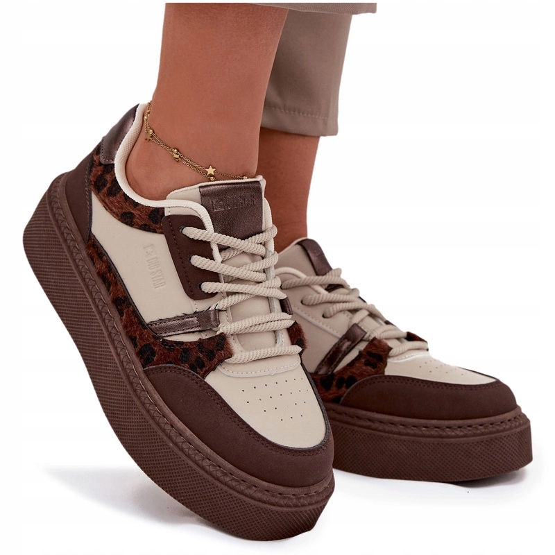 Dámské Tenisky Na Platformě Big Star SS274356 Panterka Hnědé 40