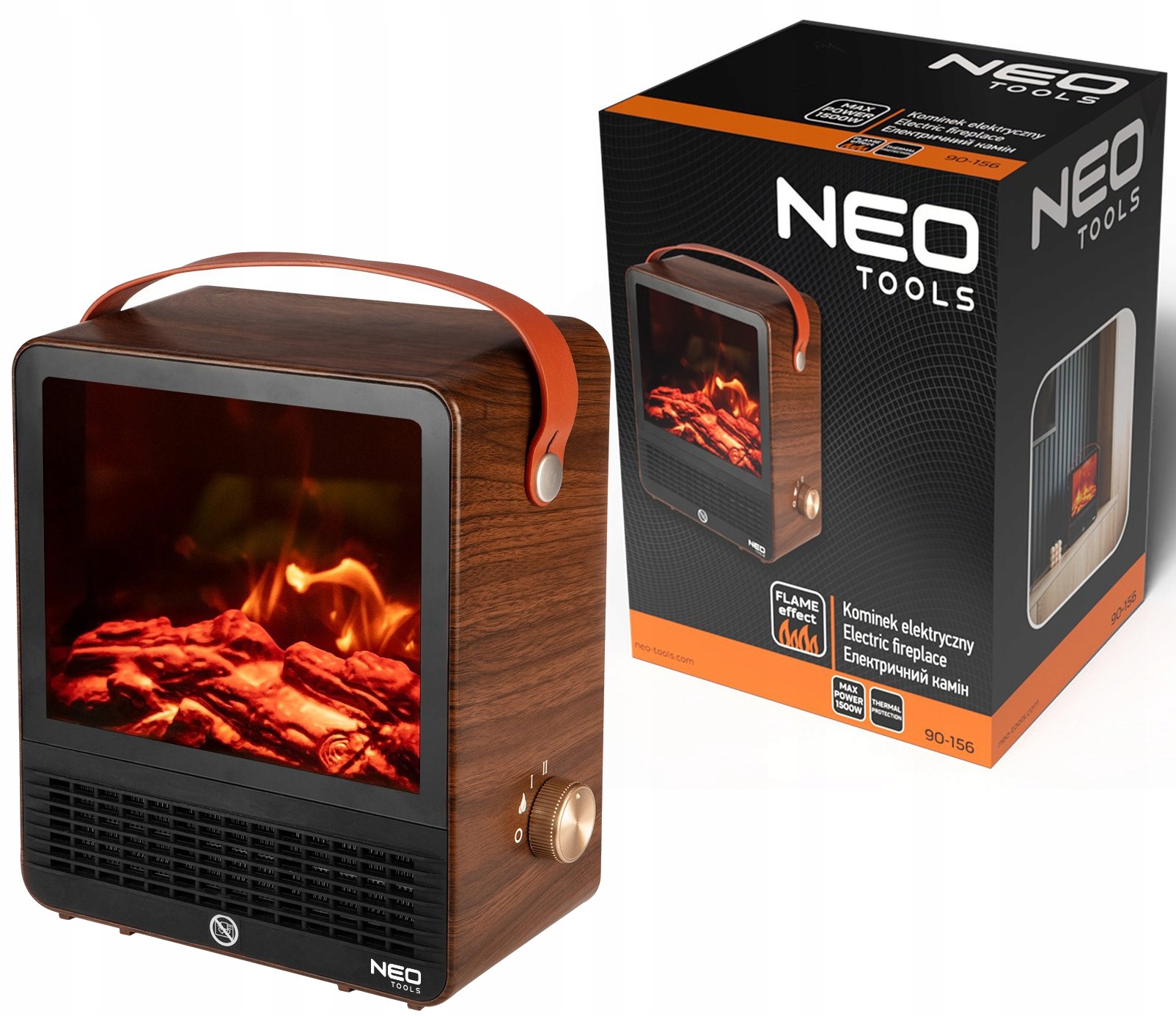 Moderní elektrický krb s funkcí ohřevu 1500 W, efekt plamene