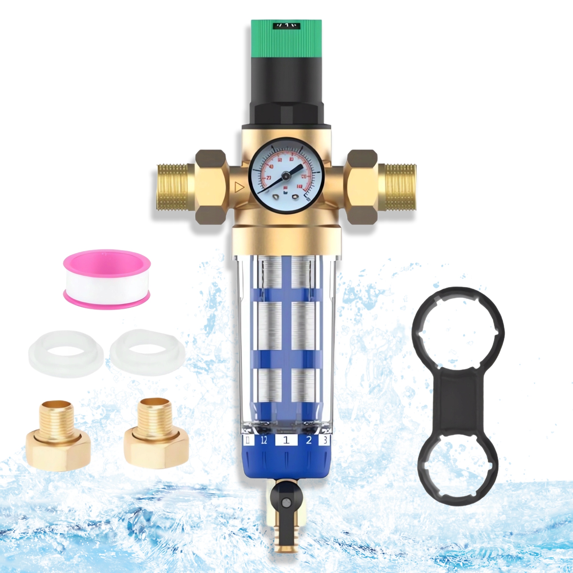 Reduktor Tlaku Vody 1 Palec 3/4 Manometr+dlouhý Filtr S Ventilem 3Ccc