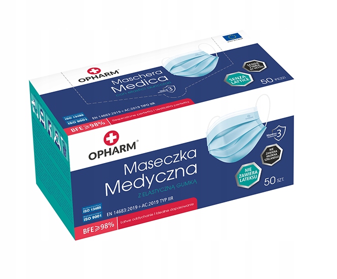 

Opharm Maska maseczka chirurgiczna A'50 Niebieska