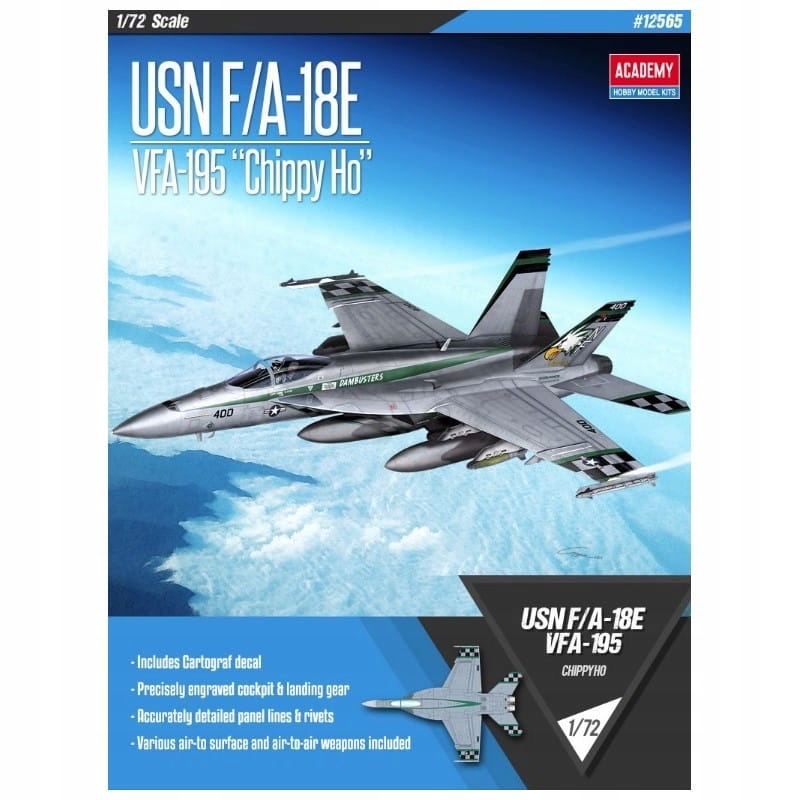Academy 12565 Usn F/A-18E Hornet VFA-195 "Chippy Ho" letoun 1/72