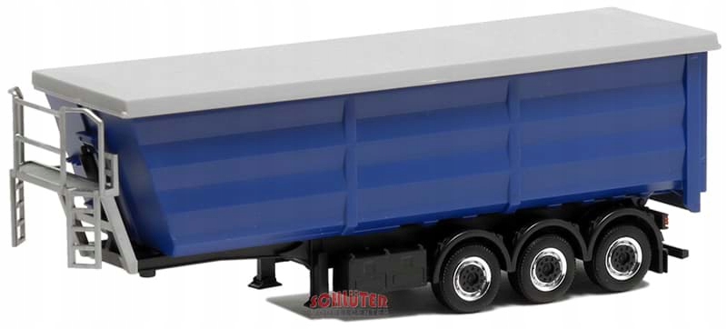 Herpa Návěs sklápěč ocelové bočnice modrá (plachta šedá)