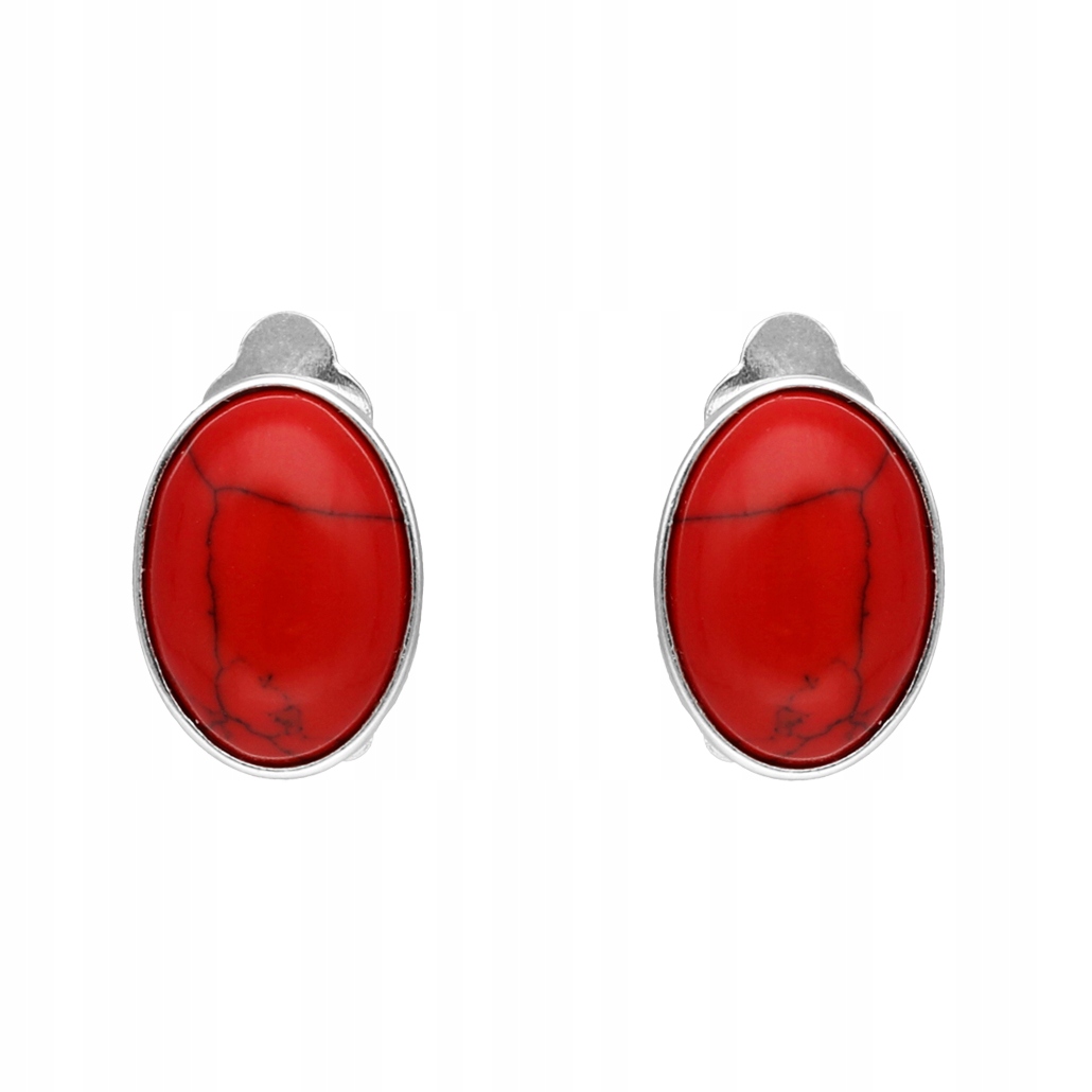 Oválné klipsy s korálem stříbro