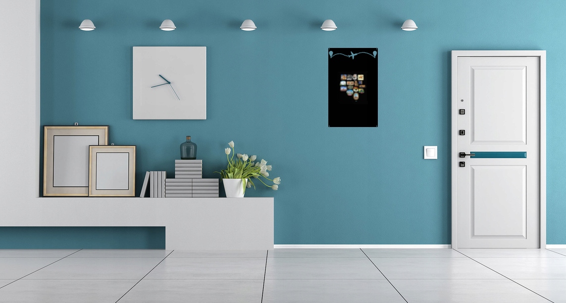 Tablica NA MAGNESY Z PODRÓŻY METALOWA Czarna LOFT Przykręcana Samolot Materiał metal