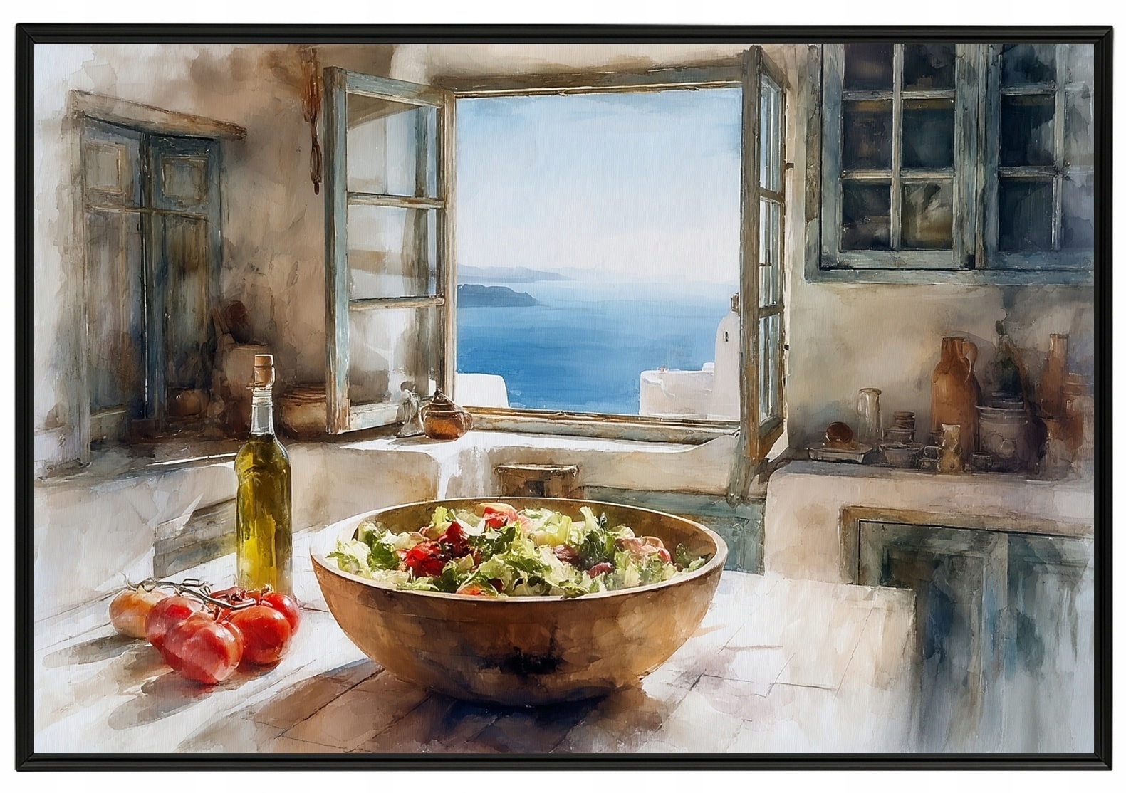 Rámeček S Hliníkovým Plakát , Salát Středomořské Kuchyně, Olivový Olej 60x40