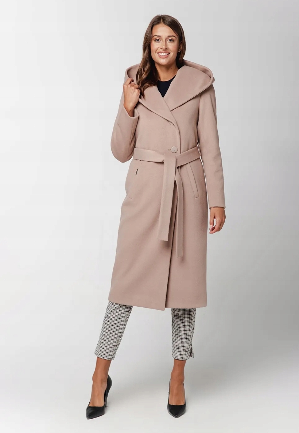 Passero dámský kabát na podzim a zimu klasický s kapucí Aga světle béžový vel. 42