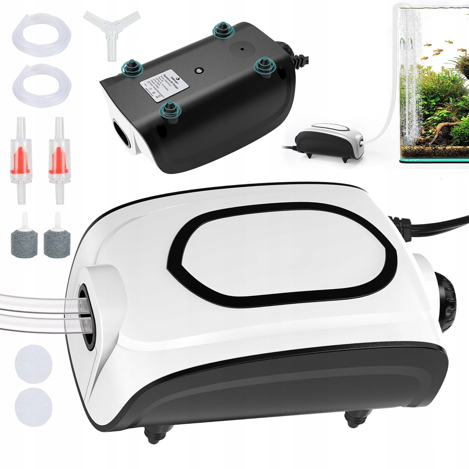 Přenosná Vzduchová Pumpa Do Akvária 5W 420L/H Kompaktní 12,7x7,62x5,59 Cm