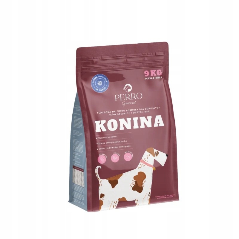 Karma sucha dla psa Perro Tłoczona na zimno Konina 9 kg