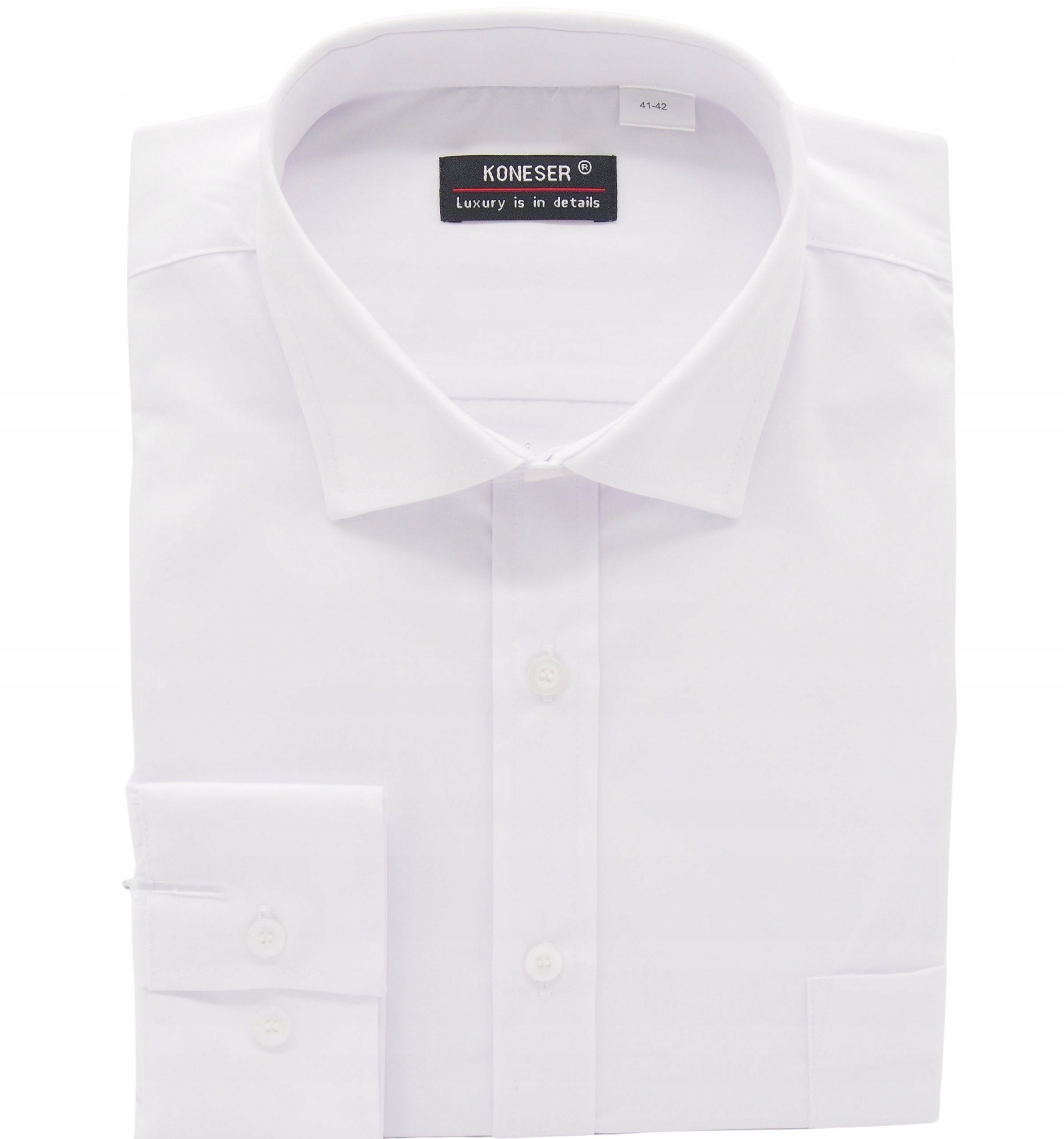Koszula Męska Biała Koneser Gładka Na Długi Rękaw Regular 46/47 Kbd