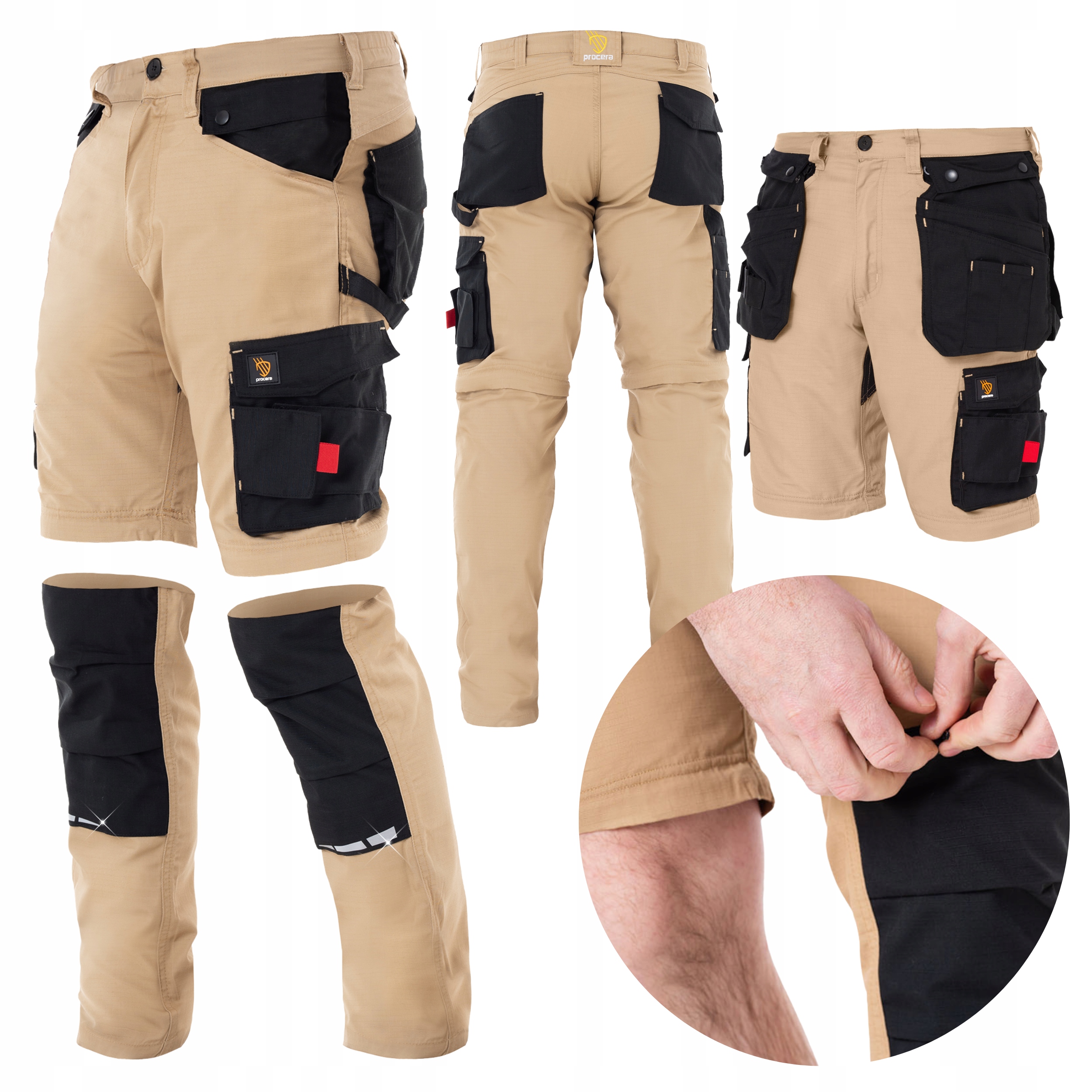 Spodnie robocze bojówki męskie 2w1 Odpinane Nogawki Mocne Ripstop r. 52