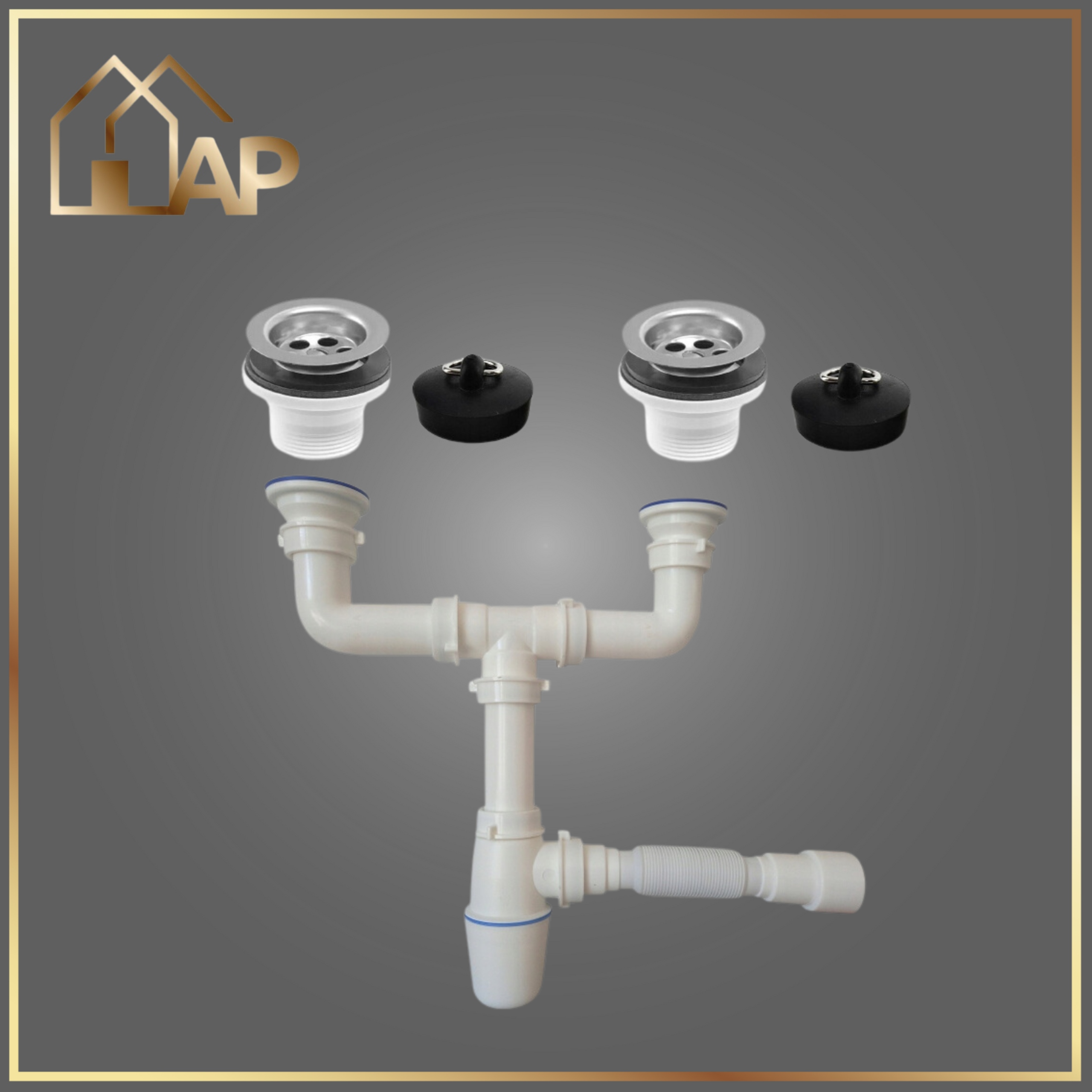 ZLEWOZMYWAK 80x60 BIAŁY DWUKOMOROWY Z OTWOREM NAKŁADANY NA SZAFKĘ SYFON Zawartość zestawu zlew