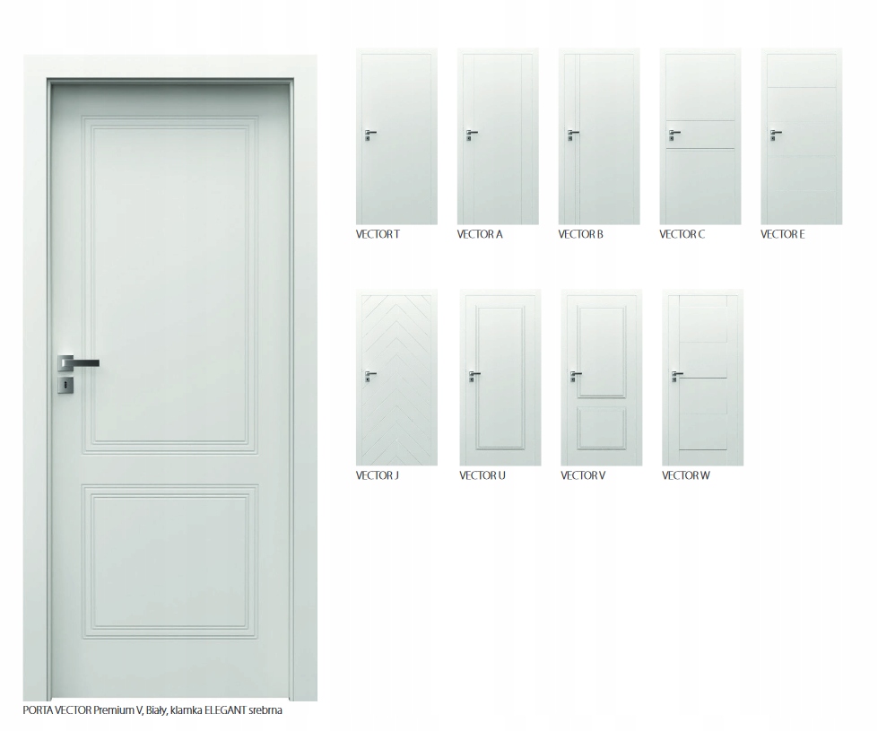 DRZWI WEWNĘTRZNE PORTA VECTOR A, B, C, E, J, U, V, W Grubość drzwi 40 mm