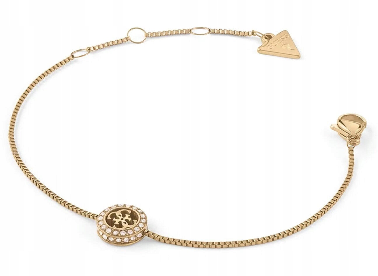 Zlatý Ocelový Náramek Guess 4G Crush Křišťály JUBB04163JWYGS