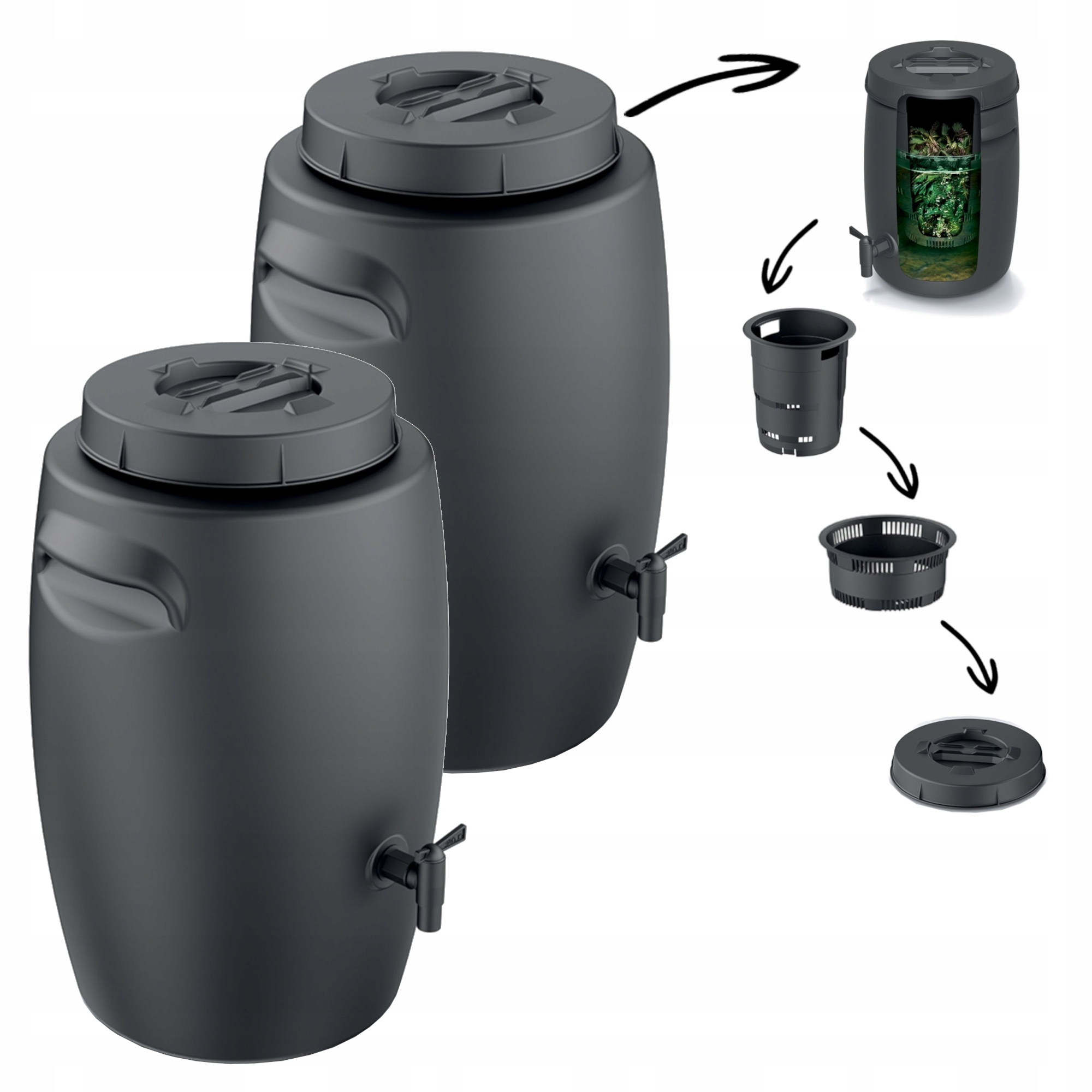 Sada 2 x nádrž na hnojivo Nádoba na výrobu hnojiva s kohoutkem 25 l