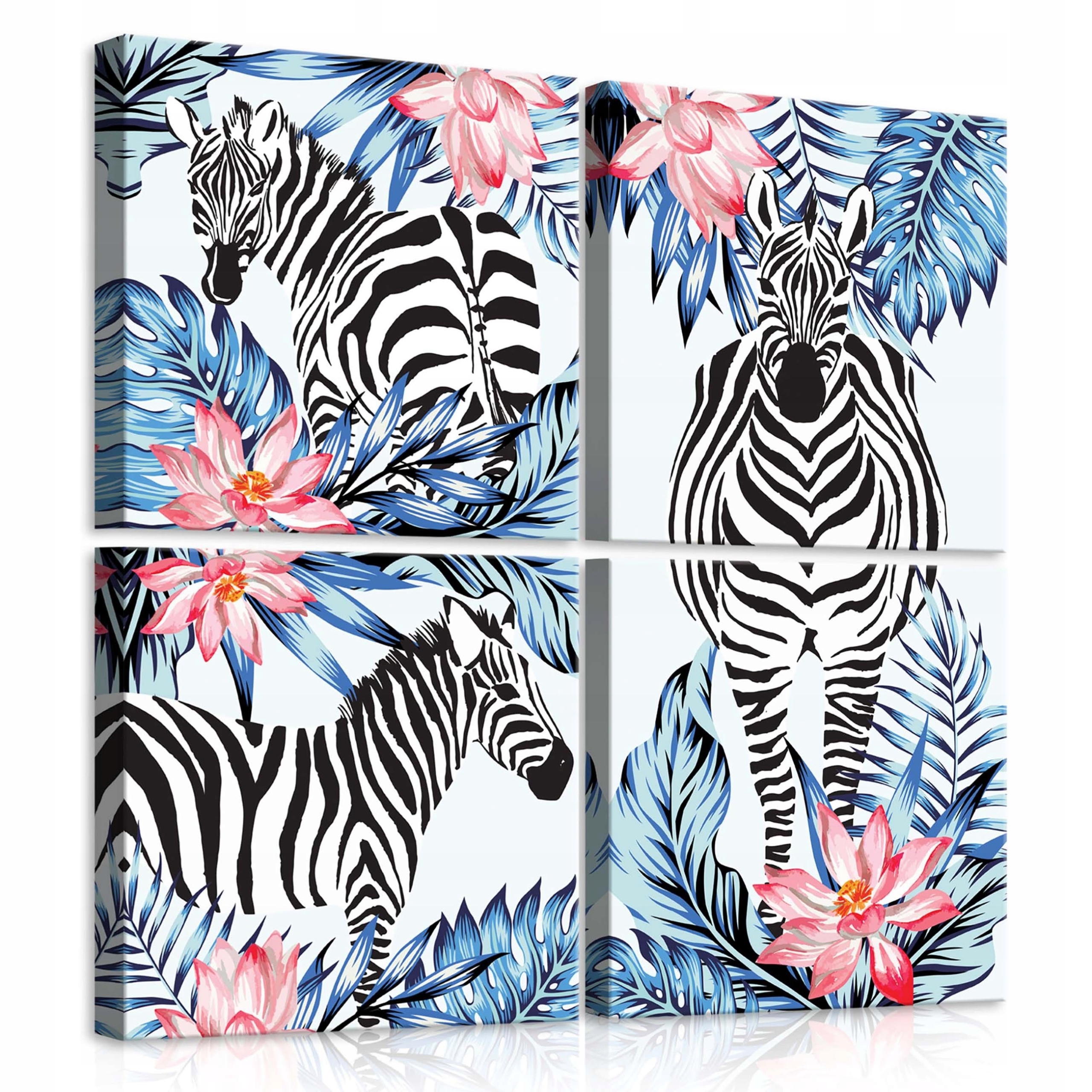 Obraz 50x50 Zebra tropy listy květiny příroda zvířata moderní styl