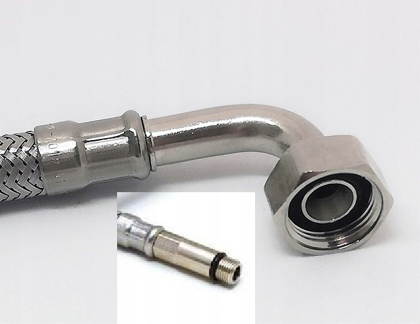 WĄŻ KOLANKOWY 1/2'' x DŁ.KONIEC M10x1 L-80cm HF