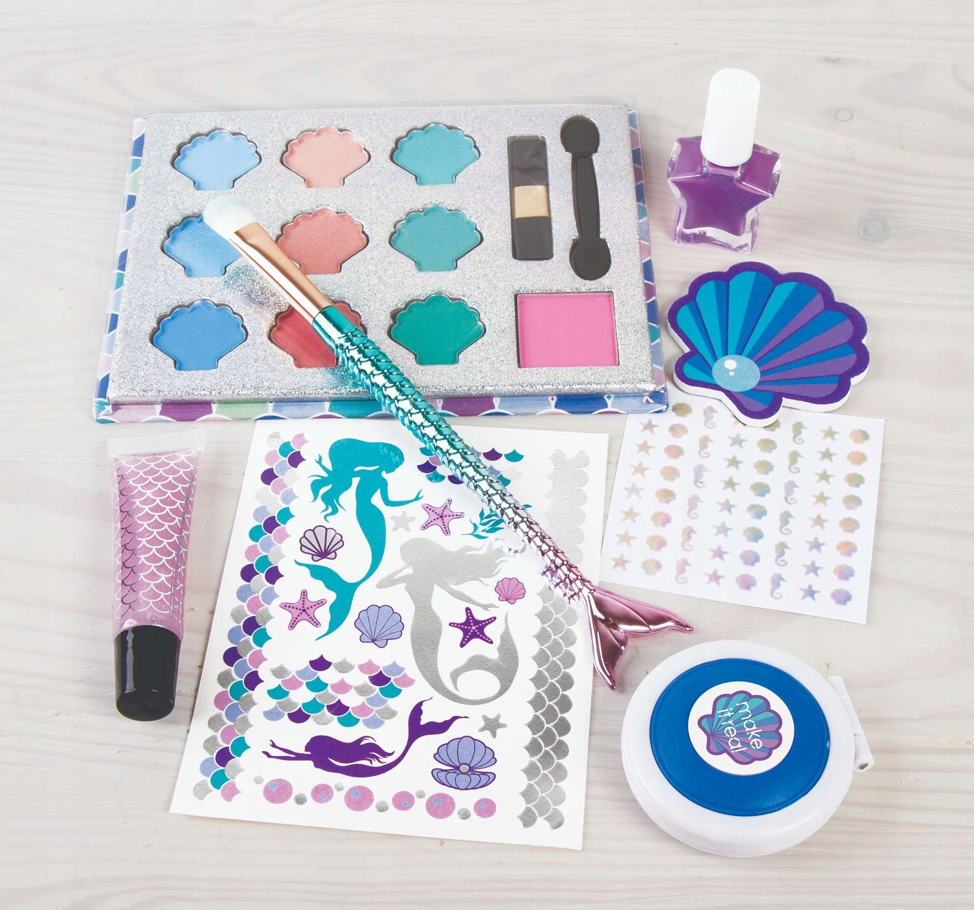 ZESTAW KOSMETYKÓW MAKE IT REAL MAKIJAŻ TATUAŻE LAKIERY SYRENKA MERMAID 2460 Wiek dziecka 8 lat +