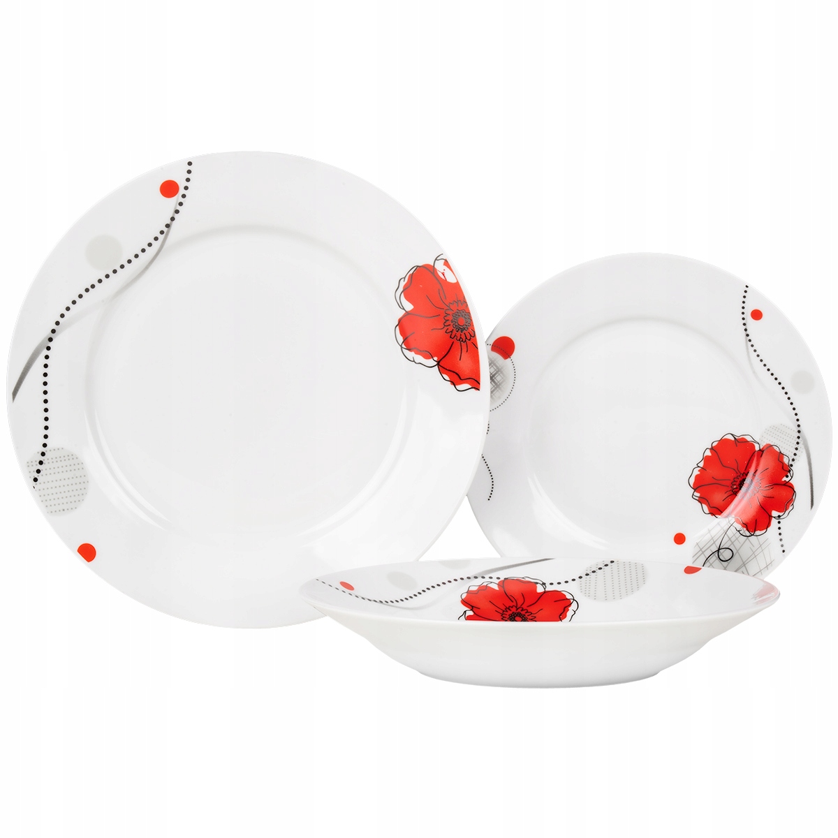 SERWIS OBIADOWY KOMPLET TALERZY 18EL. ZESTAW BARWINEK ZASTAWA NA 6 OSÓB Kształt Okrągły