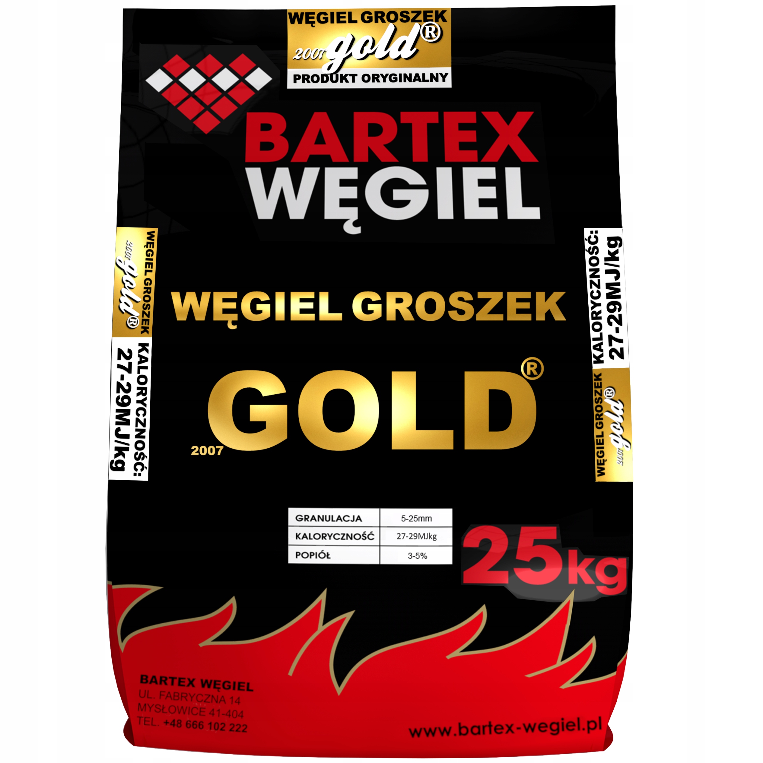 Węgiel groszek Gold Premium Bartex 27-29 Mj 40 worków 1000 Kg