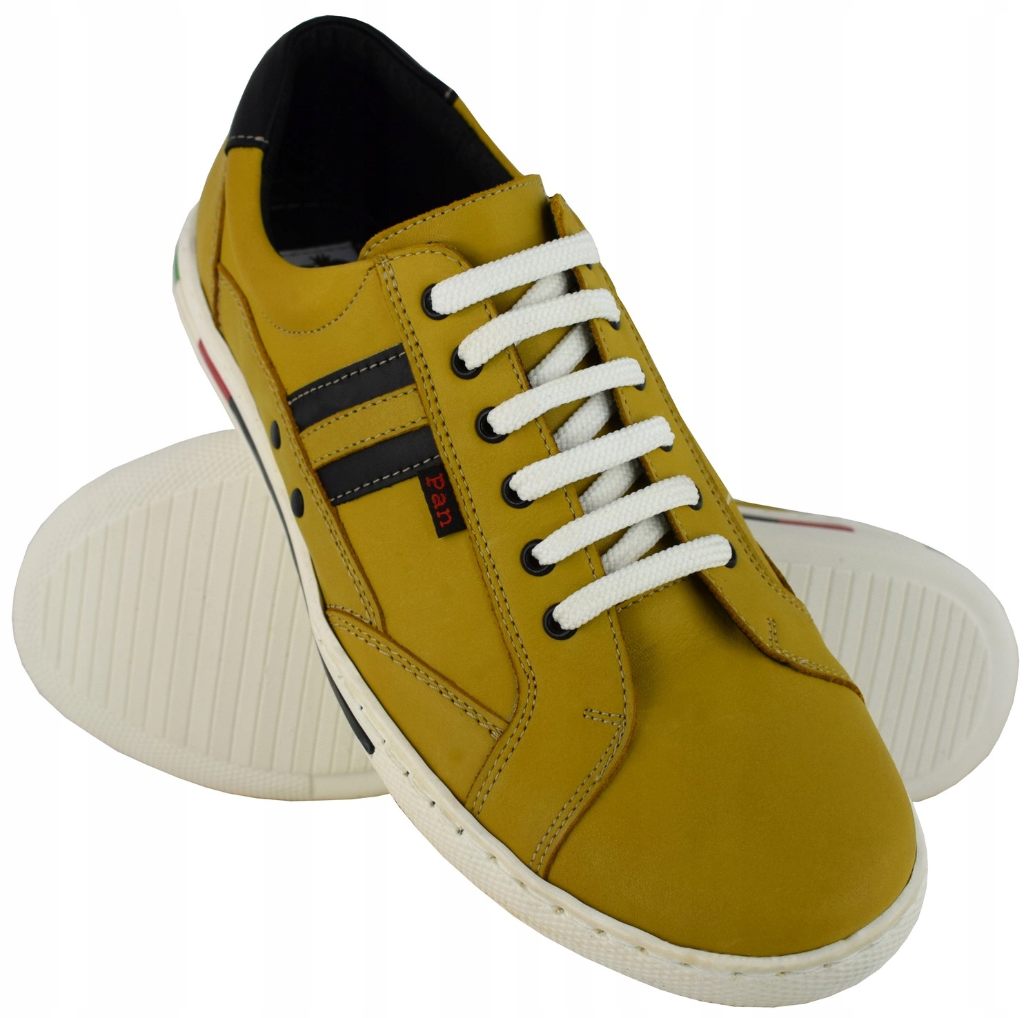 BUTY CASUAL MĘSKIE SKÓRA ŻÓŁTE 45 30 cm PAN 654