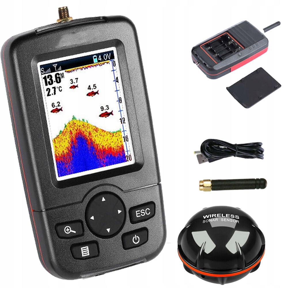 Wędkarska Sonda Na Ryby Sonar Do Łódki Zanętowej Bezprzewodowa Premium 100M