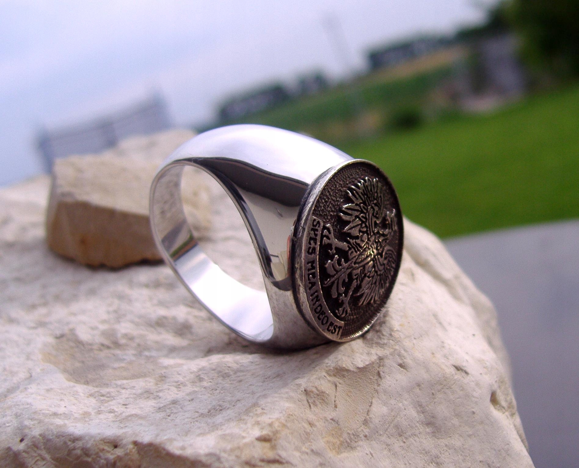 SYGNET ORZEŁ HERB POLSKA SREBRO STAL GODŁO Materiał stal