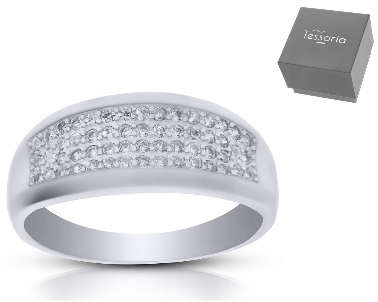 Prstýnek Široký Lesklé Zirkony pr.925 vel.21