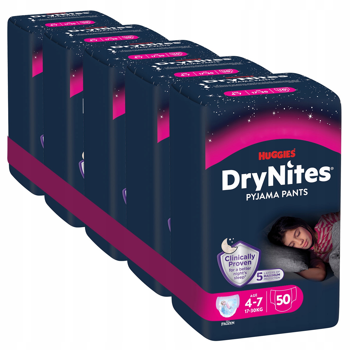Huggies DryNites Pants Girl 4-7 lat (17-30kg) 5x10szt