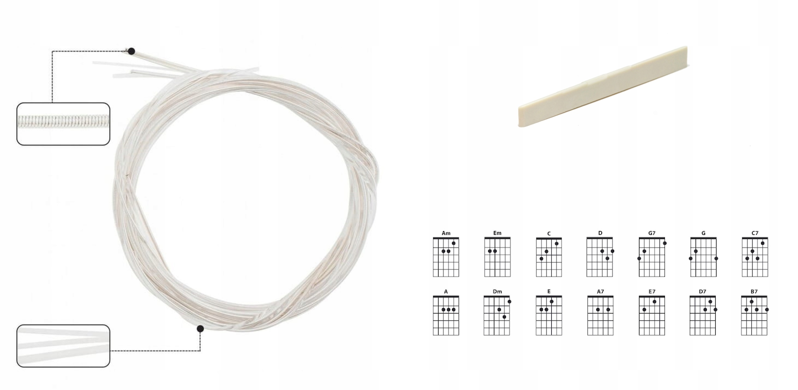 STRUNY DO GITARY KLASYCZNEJ Z ZAPASOWĄ STRUNĄ D4 + GRATISY