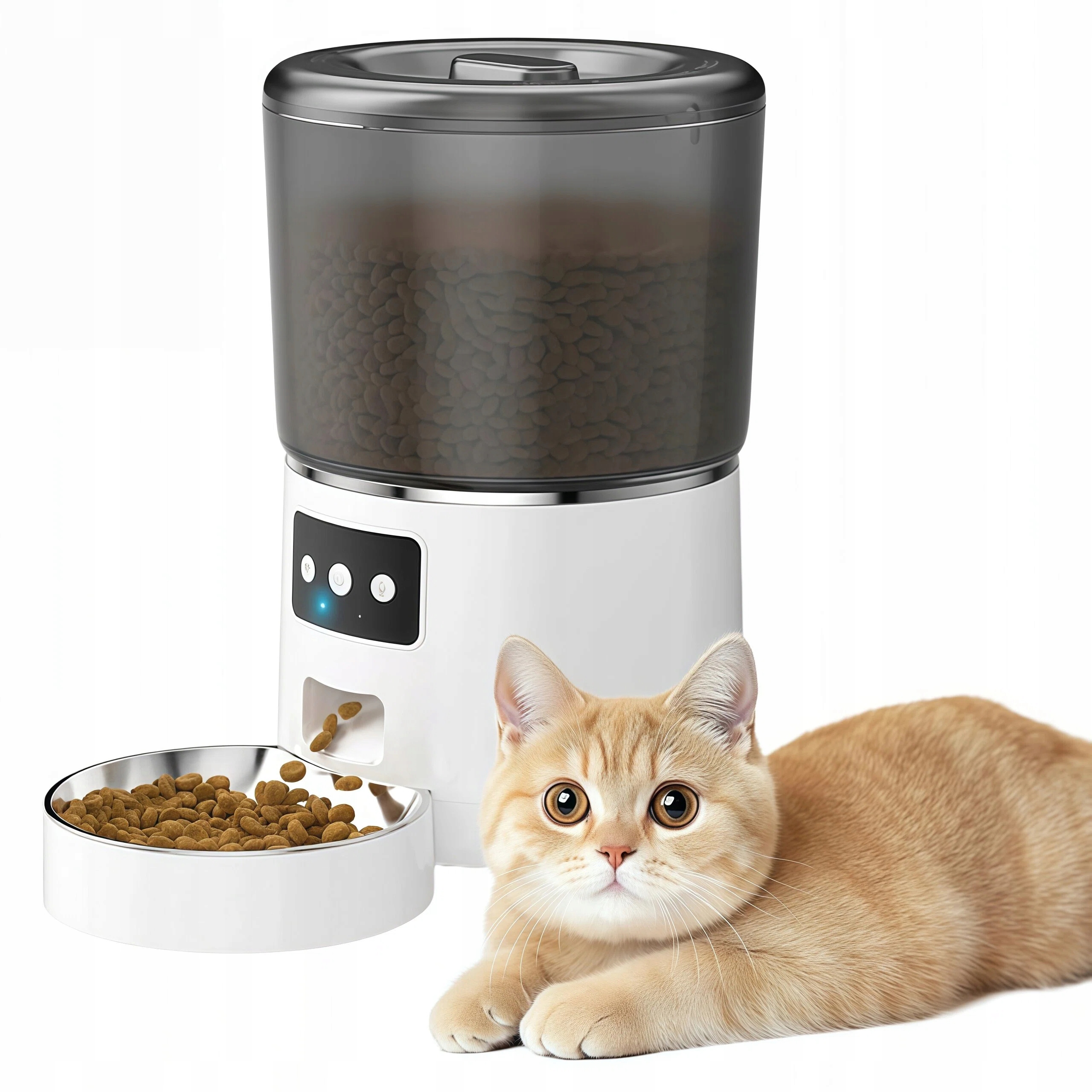 Levně Podavač Miska 4L Wifi Automatický Dávkovač Suchého Krmiva Pro Psa Kočku