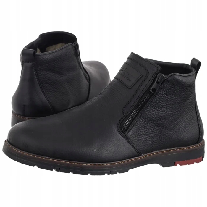Kožené boty Pánské Kotníkové Boty Rieker Černé 10553-00 Black