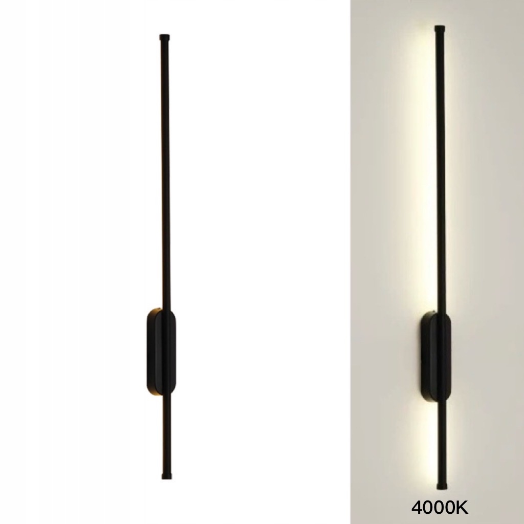 Moderní Nástěnná Lampa 80 CM, Lineární Led Nástěnné Svítidlo, Černá, Vnitřní Slim