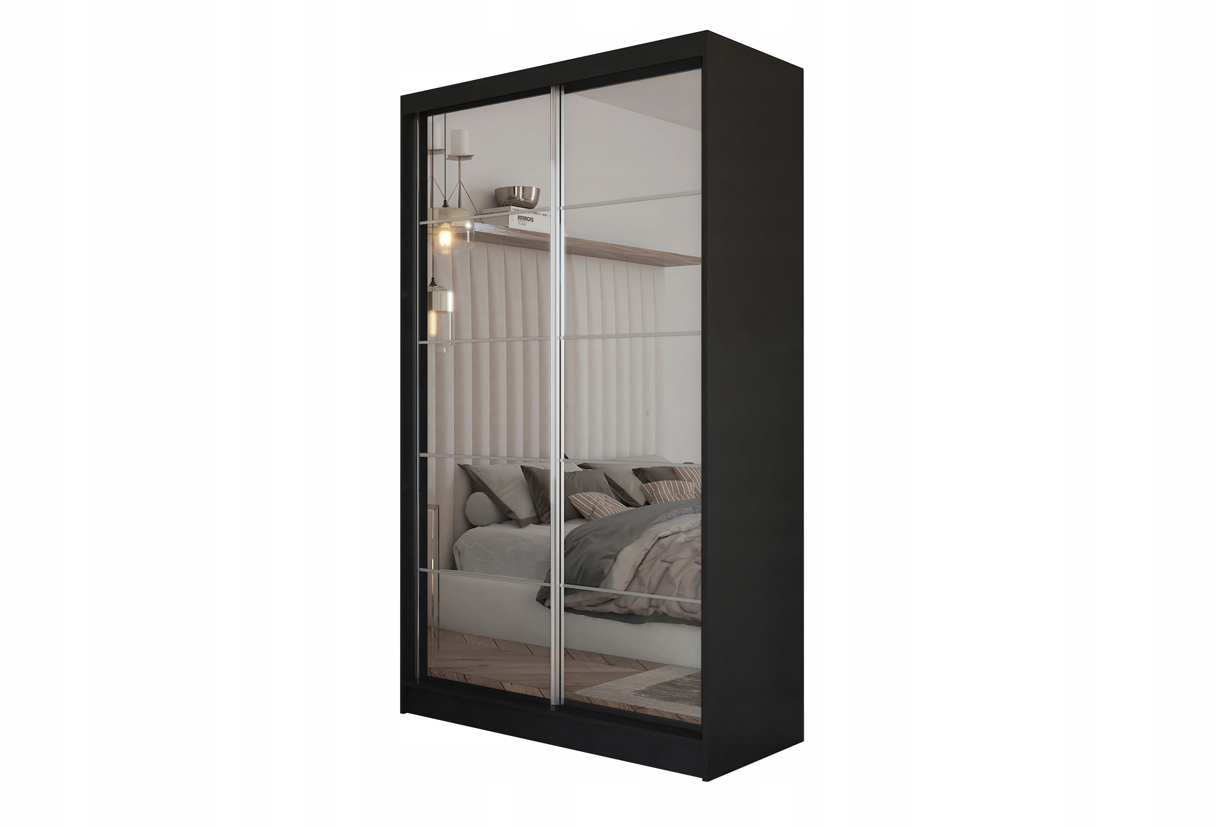 Skříň 120 cm se zrcadlem Skříň Dvoudveřová Černá