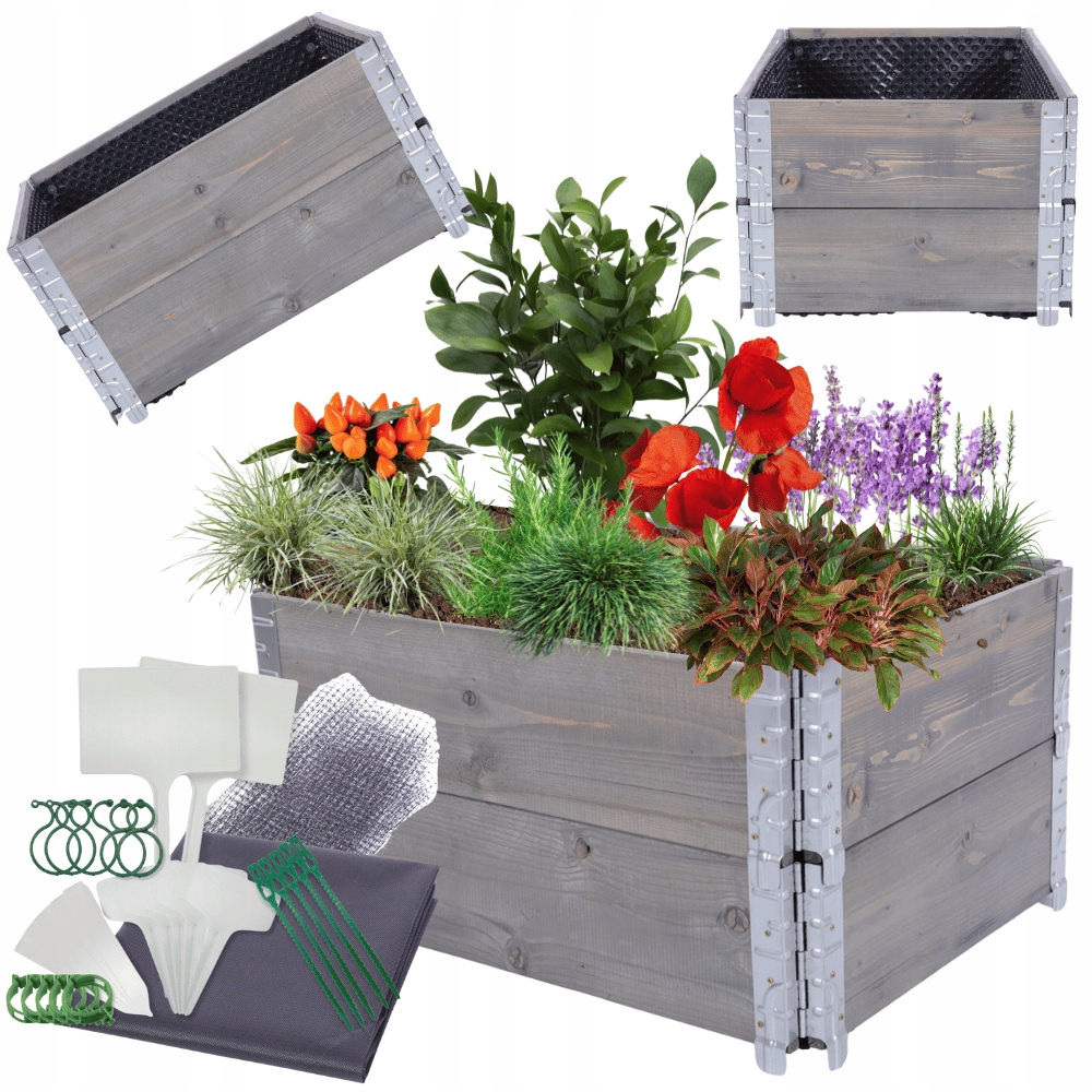 Kaskádový záhon nastavitelný, vyvýšený Fólie Kbelíky impregnace 40x60x80