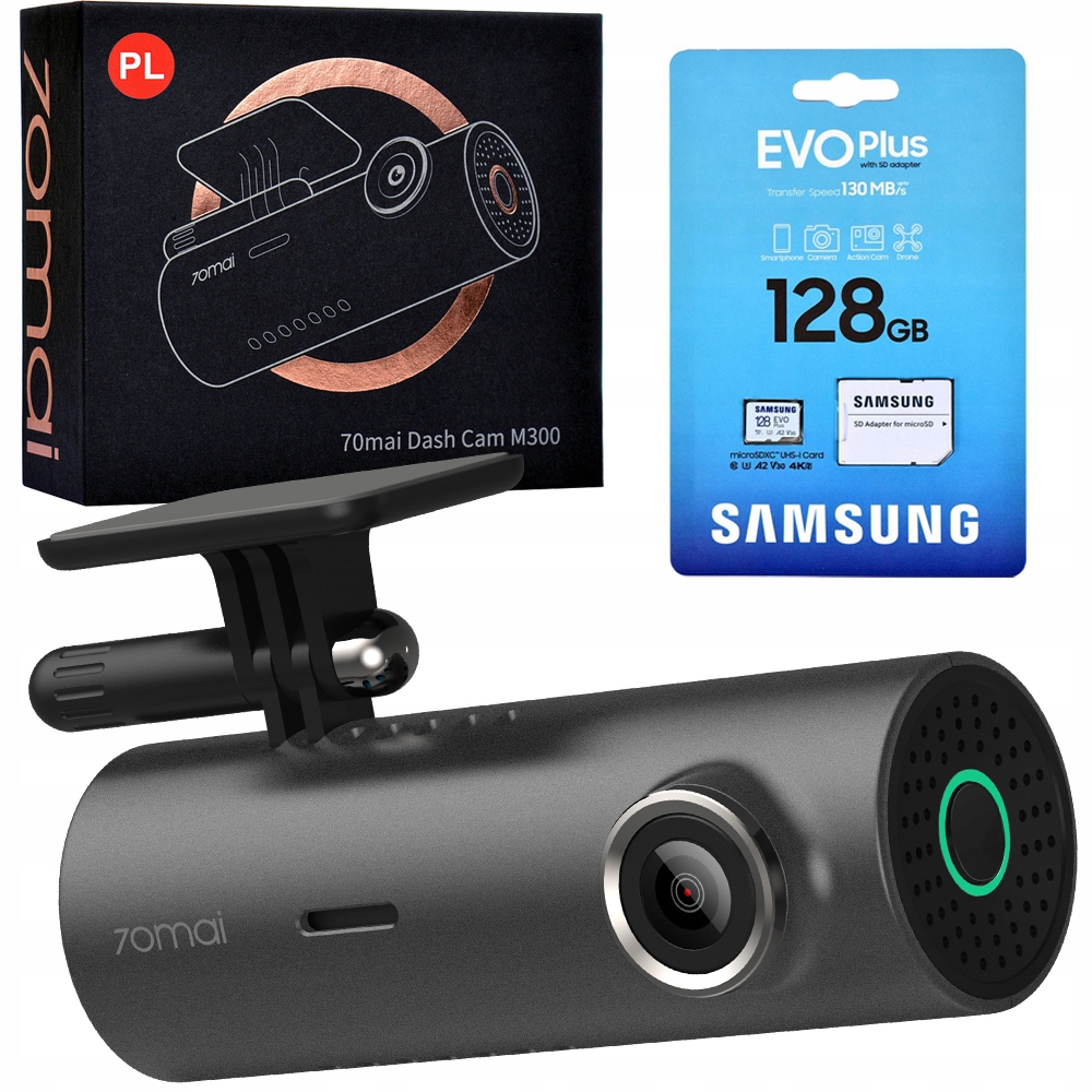

70mai M300 język Pl+ karta Samsung Evo Plus 128 Gb