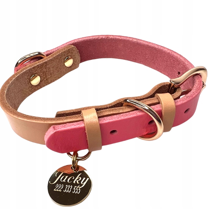 

Obroża dla psa Skóra Z Imieniem Loopy 2,5CM-L róż
