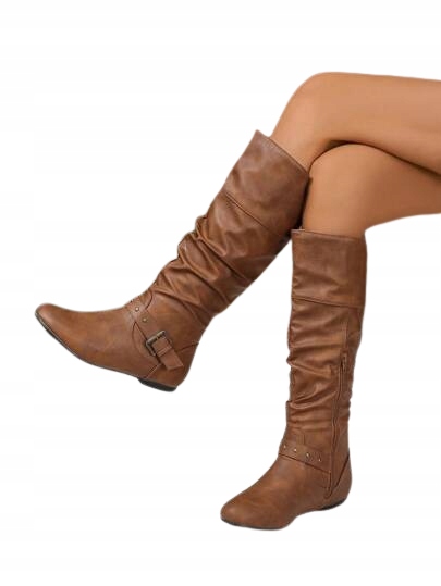 Shein Dámské Kozačky Hnědé Na Zip Pod Kolena 43 Lýtkové