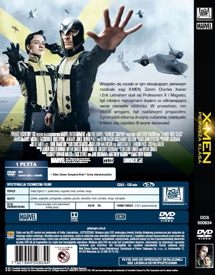 X-Men: Pierwsza klasa płyta DVD 10825928611 - Sklepy, Opinie, Ceny